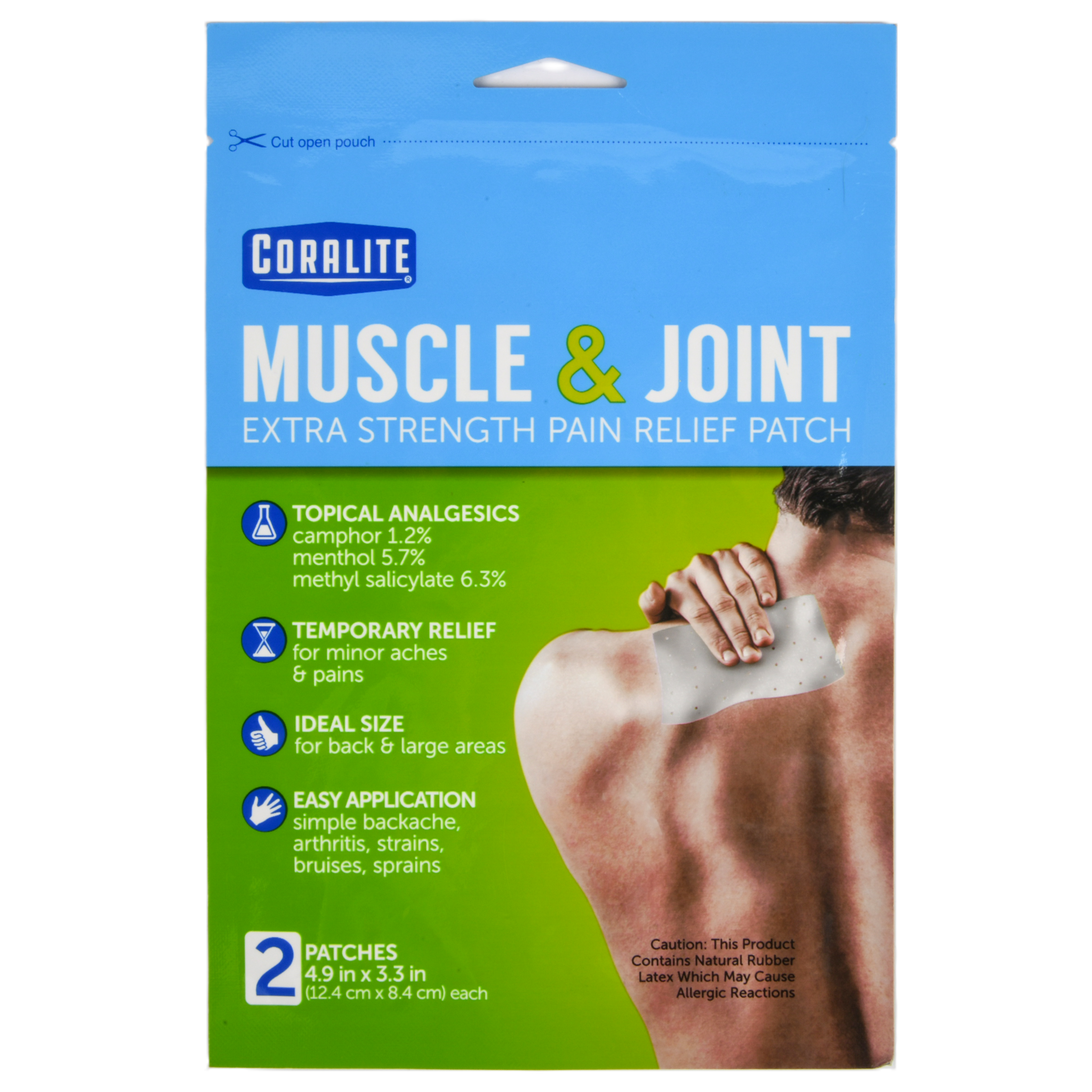 Coralite muscle and joint pain relief patch extra strength medicated topical analgesic patches 2 count