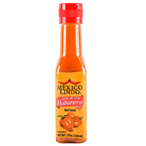 Mexico Lindo Salsa Habanera Red 5 oz – Extra hot red habanero chili sauce bottle