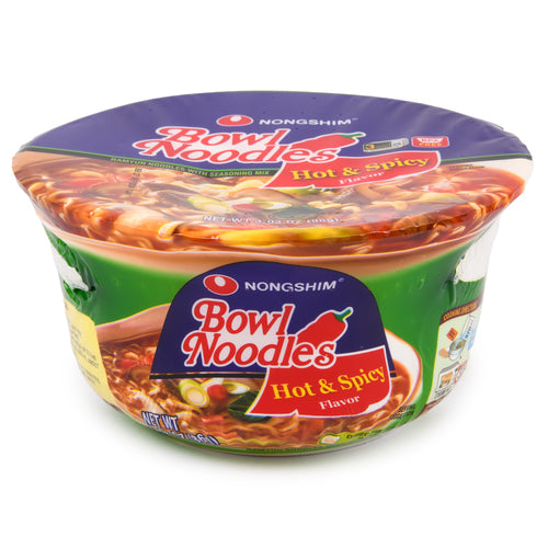 Nongshim Bowl Noodle hot and spicy 3oz Korean instant ramen soup bowl pack