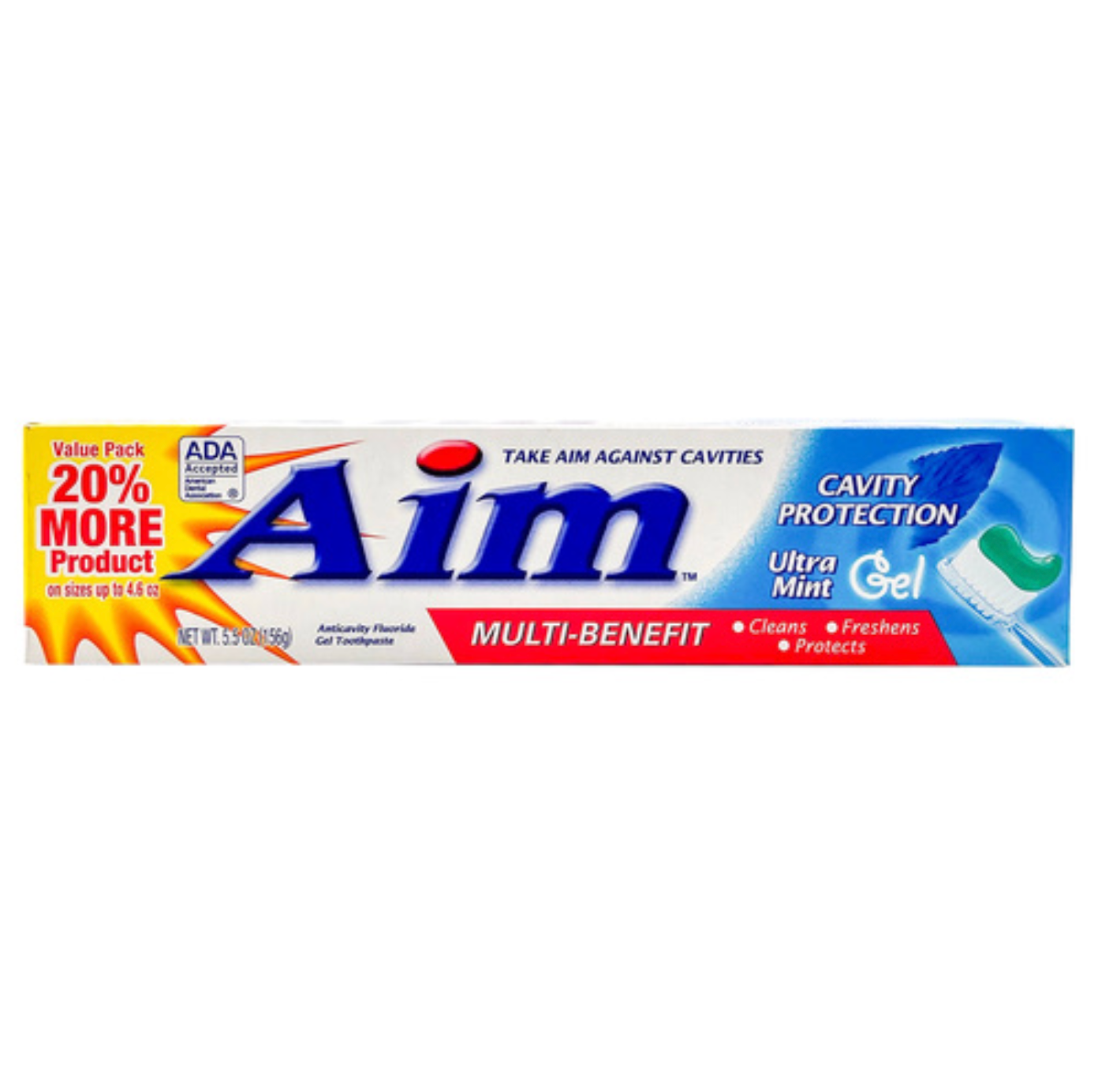 Aim cavity protection ultra mint paste toothpaste 5.5oz box – fluoride anticavity toothpaste (24 pack)