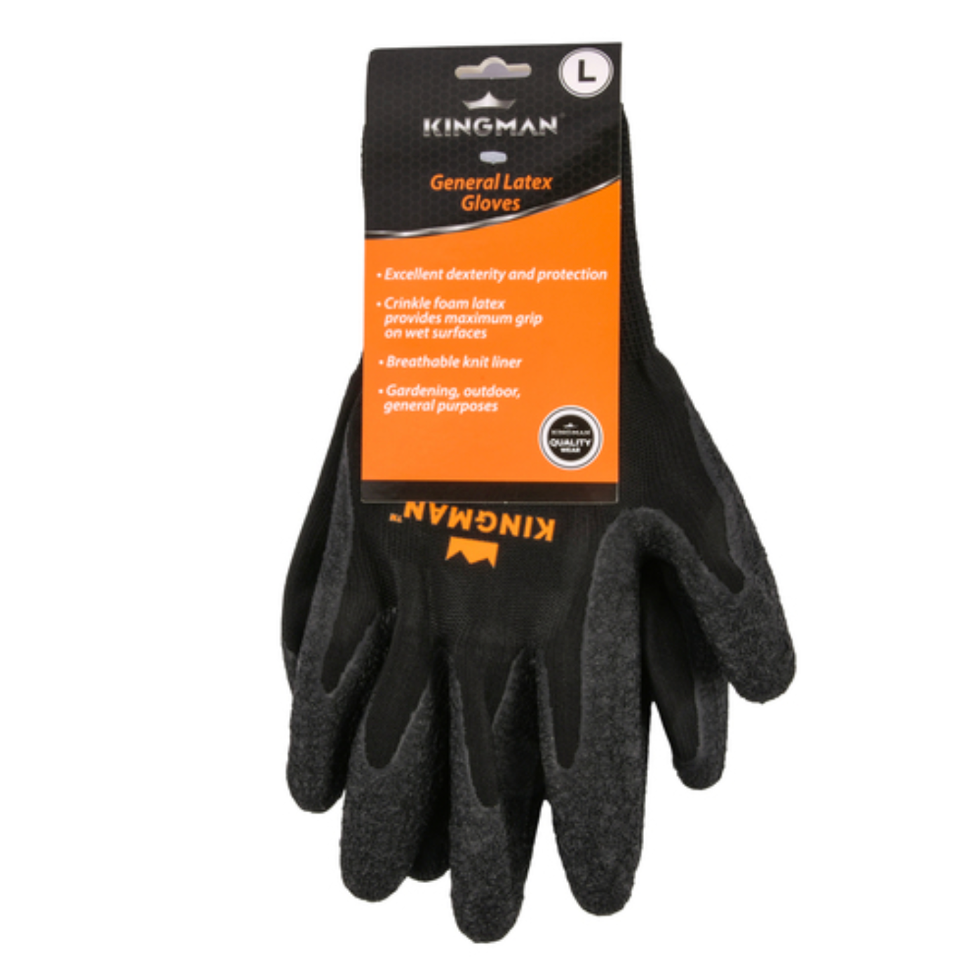 Kingman Latex Work Gloves, Large, 1 Pair (Pack of 12)