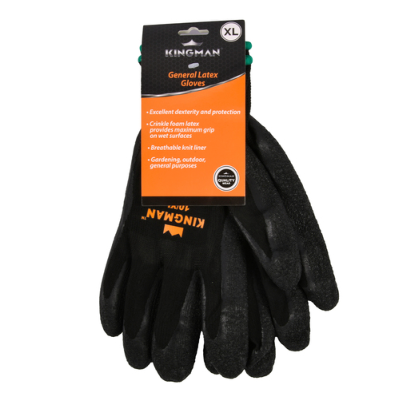 Kingman Latex Work Gloves, X Large, 1 Pair (Pack of 12)