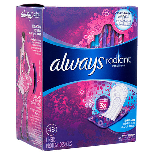 Always Radiant Liners Regular 48ct (6 Pack)