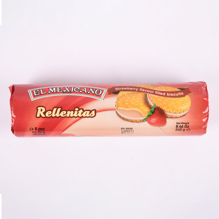 El Mexicano Rellenitas de Fresa strawberry filled sandwich biscuits 8.46oz Mexican cookies