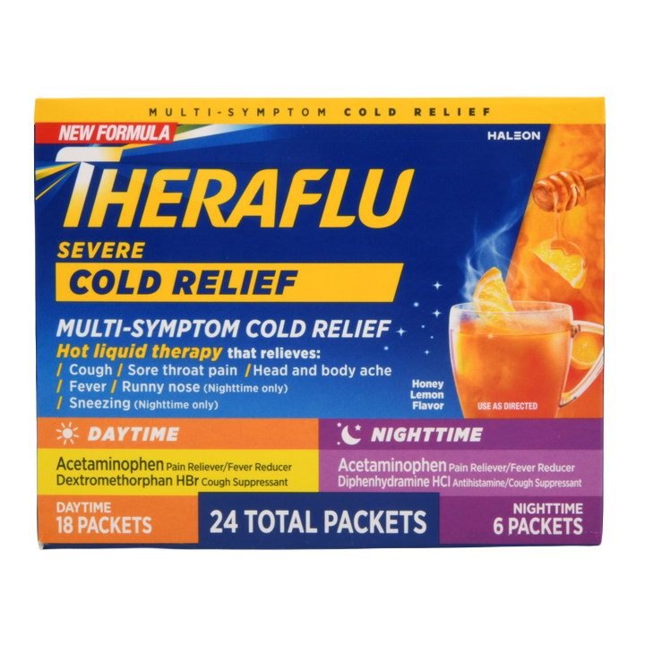 Theraflu Daytime and Nighttime, Severe Cold and Cough, 24 Packets Per Box (Pack of 24)
