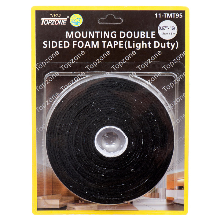 TopZone double‚Äësided mounting foam tape roll 0.67 inch by 16 feet for light‚Äëduty mounting