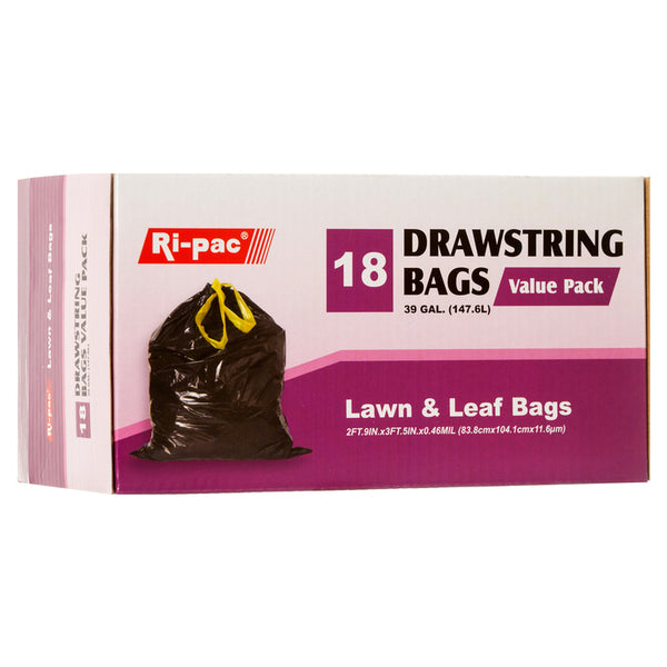 TRASH BAGS 39GL/18CT  BLACK  "RI-PAC" #56639(1 Count)