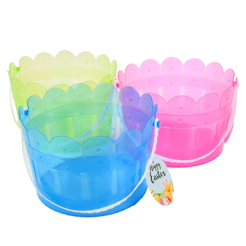 EASTER BASKET PP TRANSPARENT W/ASST CLRS (48 PACK)