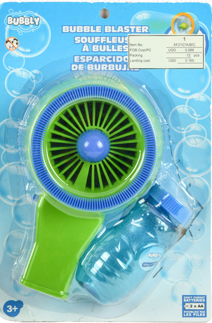 Bubble Fan w/ Bubble Solution 3 Asst Colors (12 Pack)