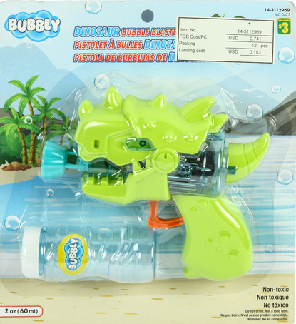 Toy Bubble Gun 2 Asst Design (12 Pack)
