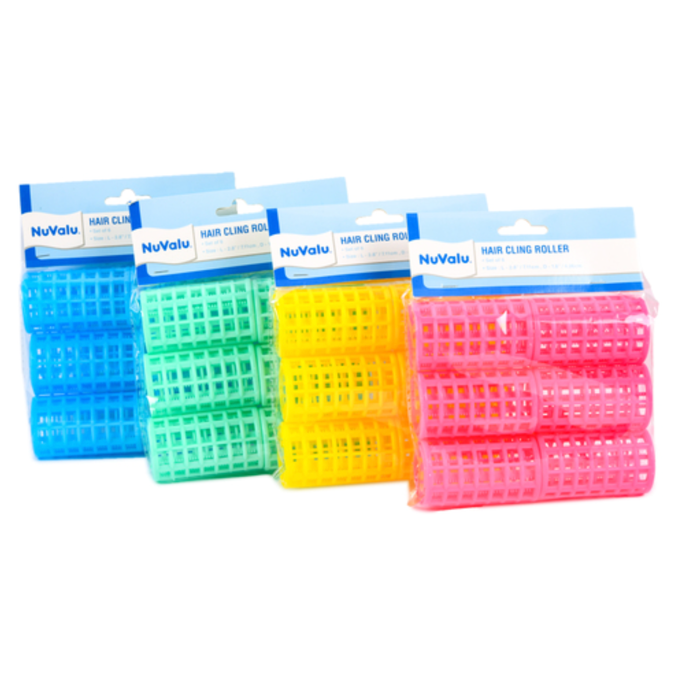 NuValu Hair Cling Roller "Lg" 2.8" X 1.6" 6Pc (24 Pack)