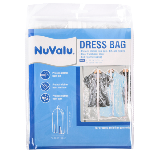 NuValu Deluxe Dress Storage Bag 24 Pack – Clear full‑zip garment bags for dress and clothing protection