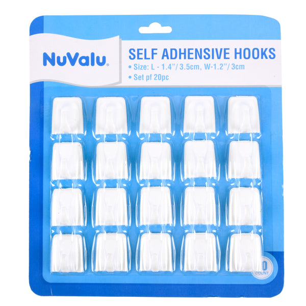 Nuvalu Self Adhensive Hooks 20Pk (24 Pack)