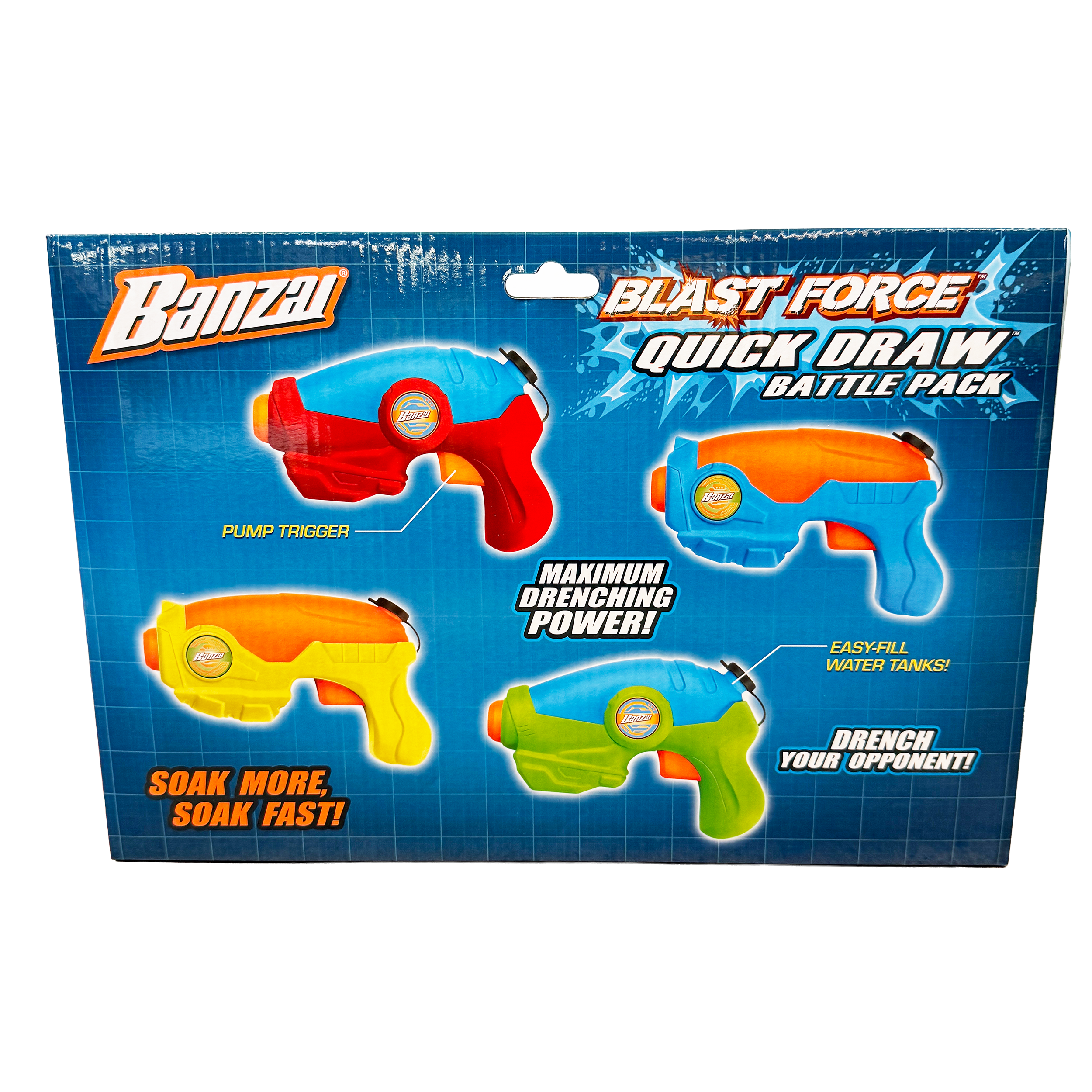 Banzai Quick Draw Water Guns, 4 Count (Pack Of 1)