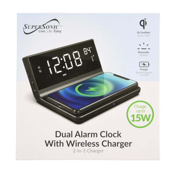 ALARM CLOCK W/ QI CHARGER #SC-6025QI(1 Count)