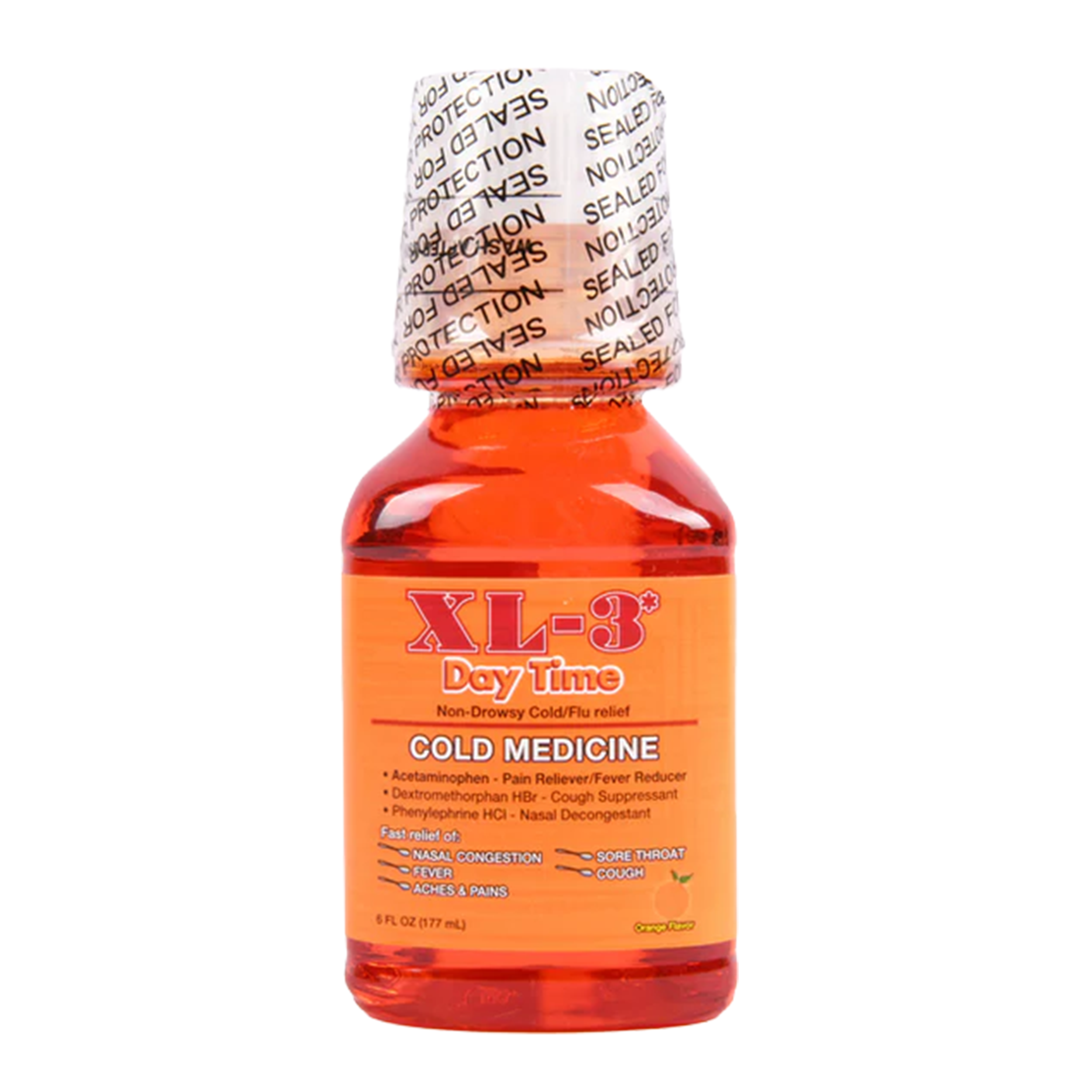 XL‑3 Day Time cold medicine liquid 6 fl oz bottle for non‑drowsy cold and flu symptom relief