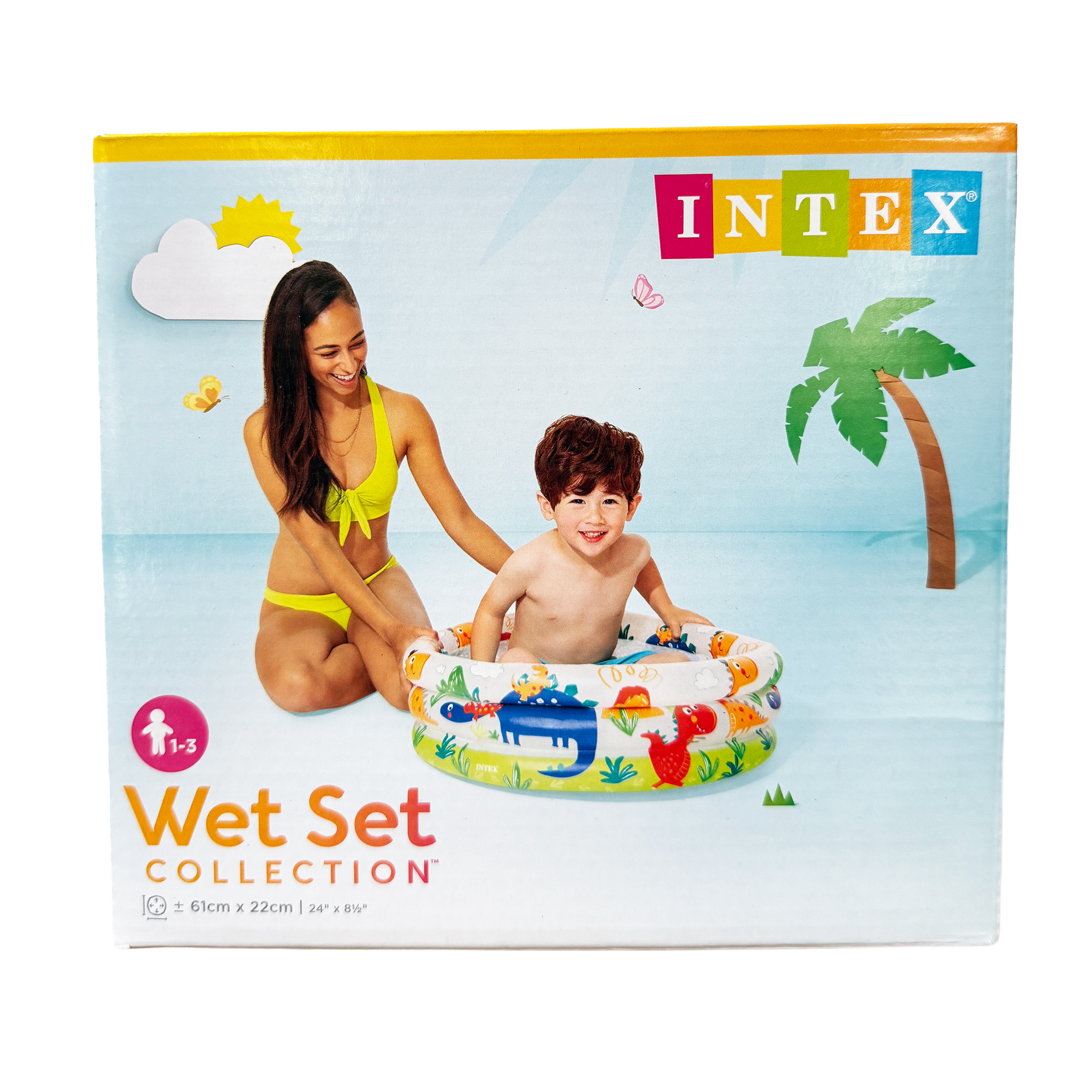 INTEX wet set inflatable kids pool 24 inch small baby pool with colorful animal print for outdoor summer water play