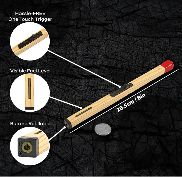 Lighter Wood Long Stick Match Design Lighter (24 Pack)