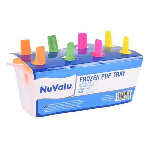 NuValu frozen pop tray popsicle mold with colorful handles for making homemade ice pops and frozen treats