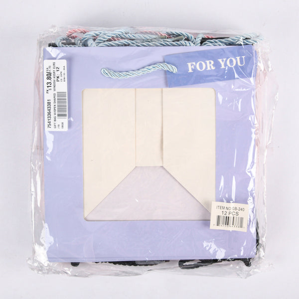 GIFT BAG W/OPEN SHAPED  WINDOW ASSRT CLRS #GB-240(12 Count)