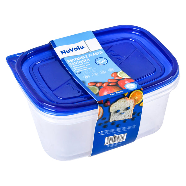 NuValu Rectangular Plastic Container, 4 Count, 64 oz (24 Pack)