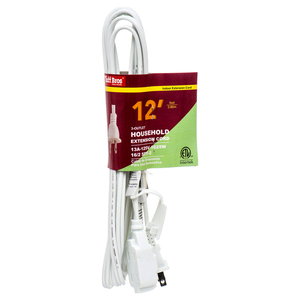 EXTENSION CORD 12FT WHITE ETL(1 Count)
