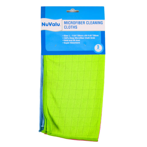 Nuvalu Microfiber Cloths 3Pcs 12" X 12" (Pack Of 1)