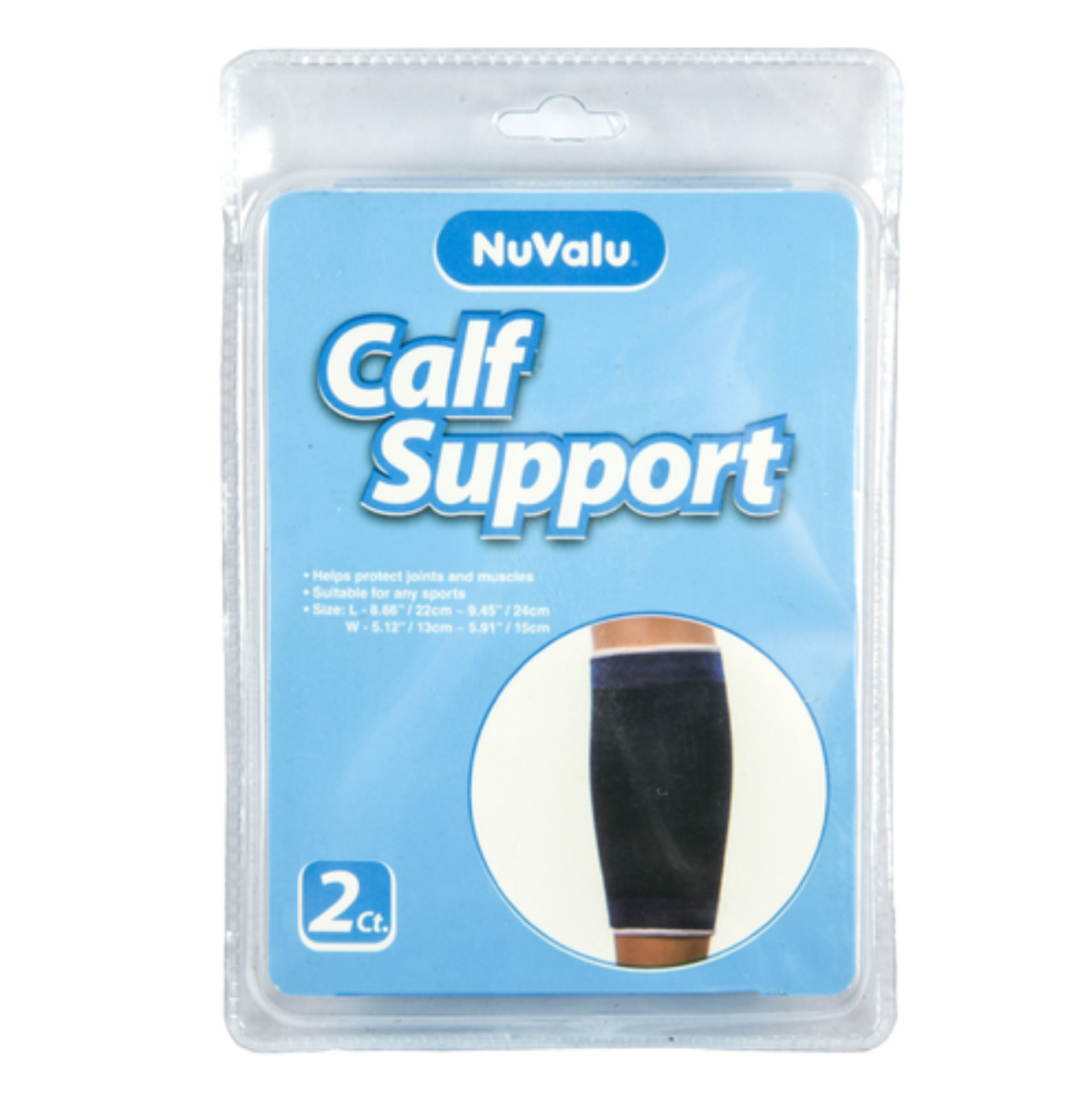 Nuvalu Elastic Support Calf 2Pc W/Blister (Pack Of 1)