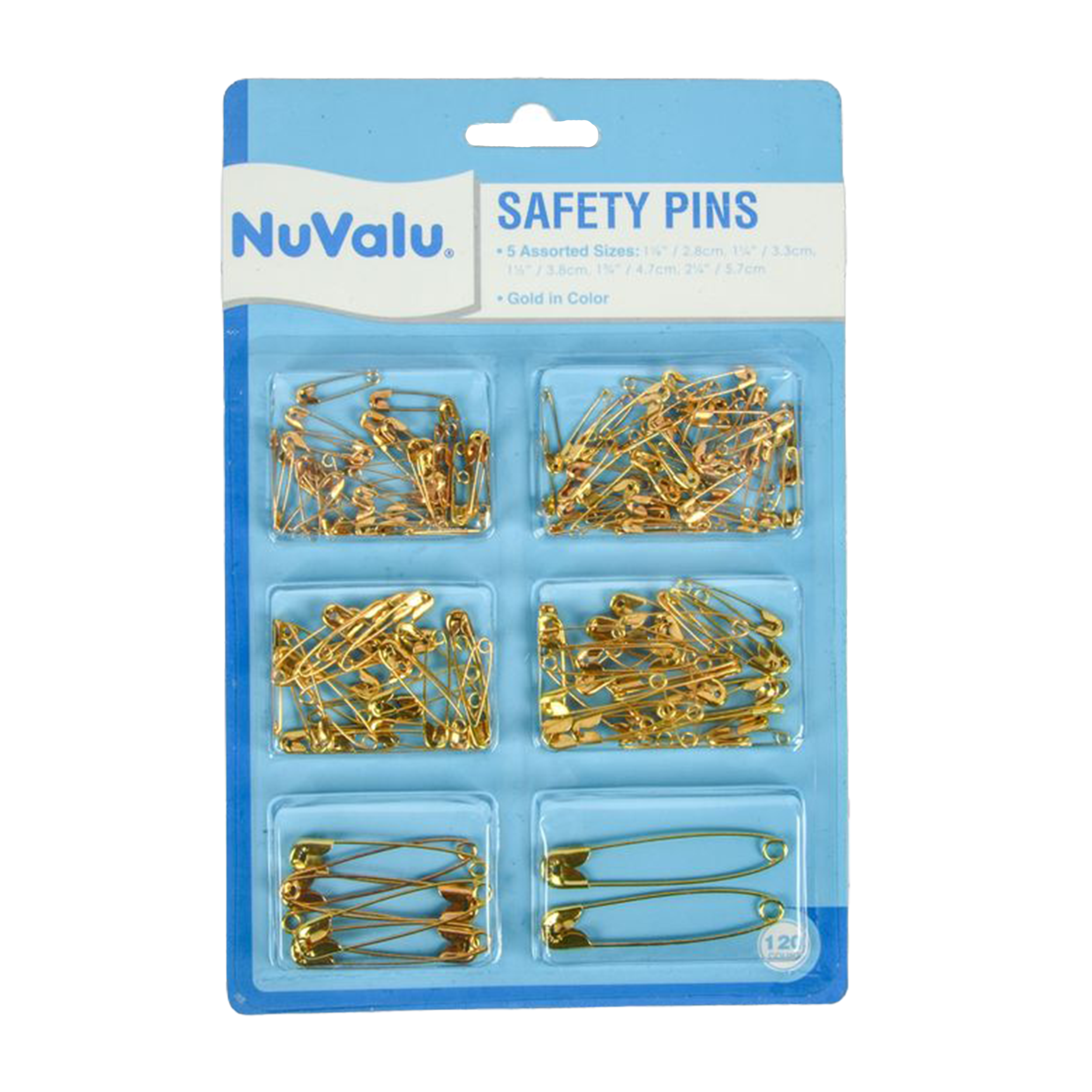 Nuvalu Safety Pins Mix 120Ct Gold Color W/Blister (Pack Of 1)
