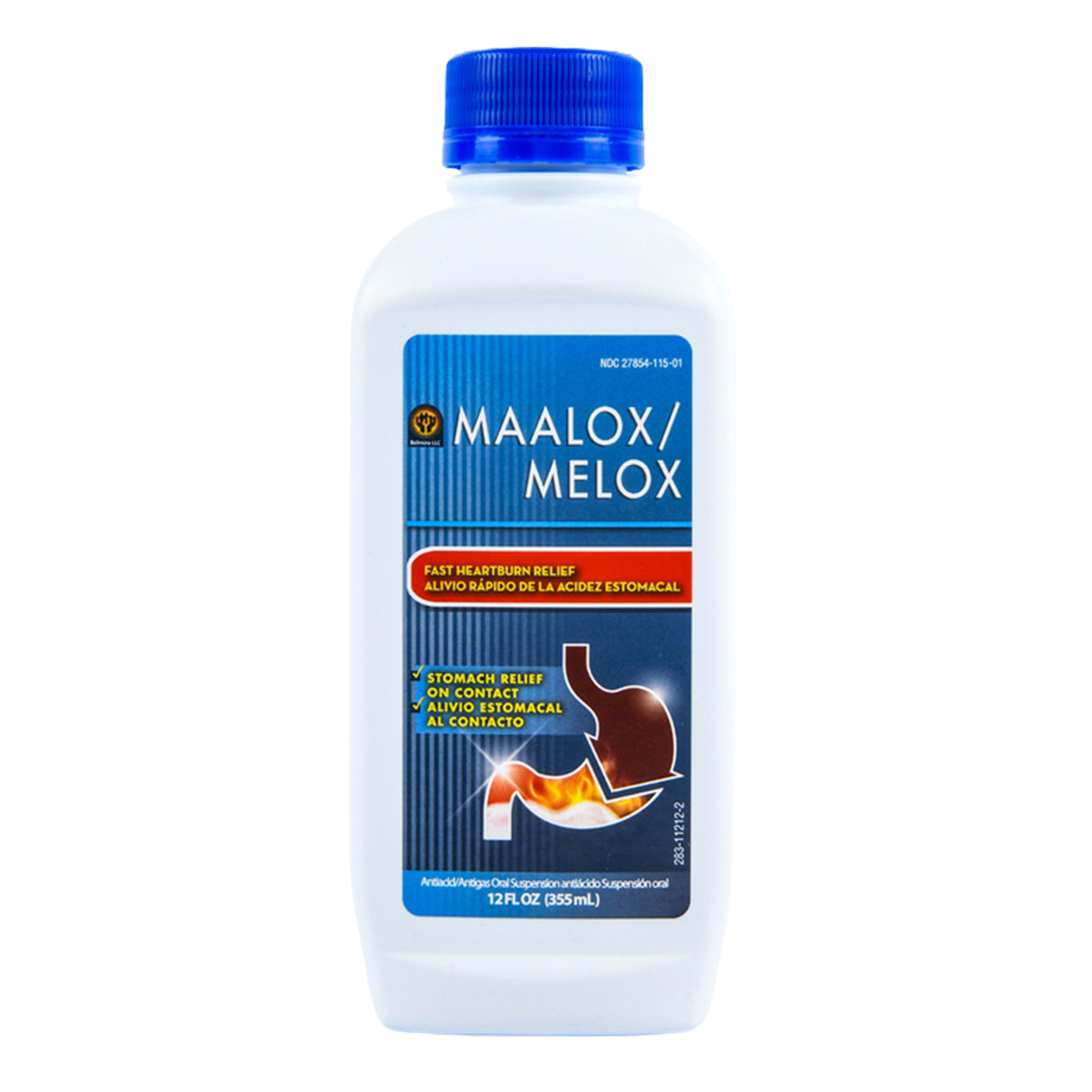 Maalox Melox liquid antacid 12 fl oz bottle – fast heartburn and acid indigestion relief