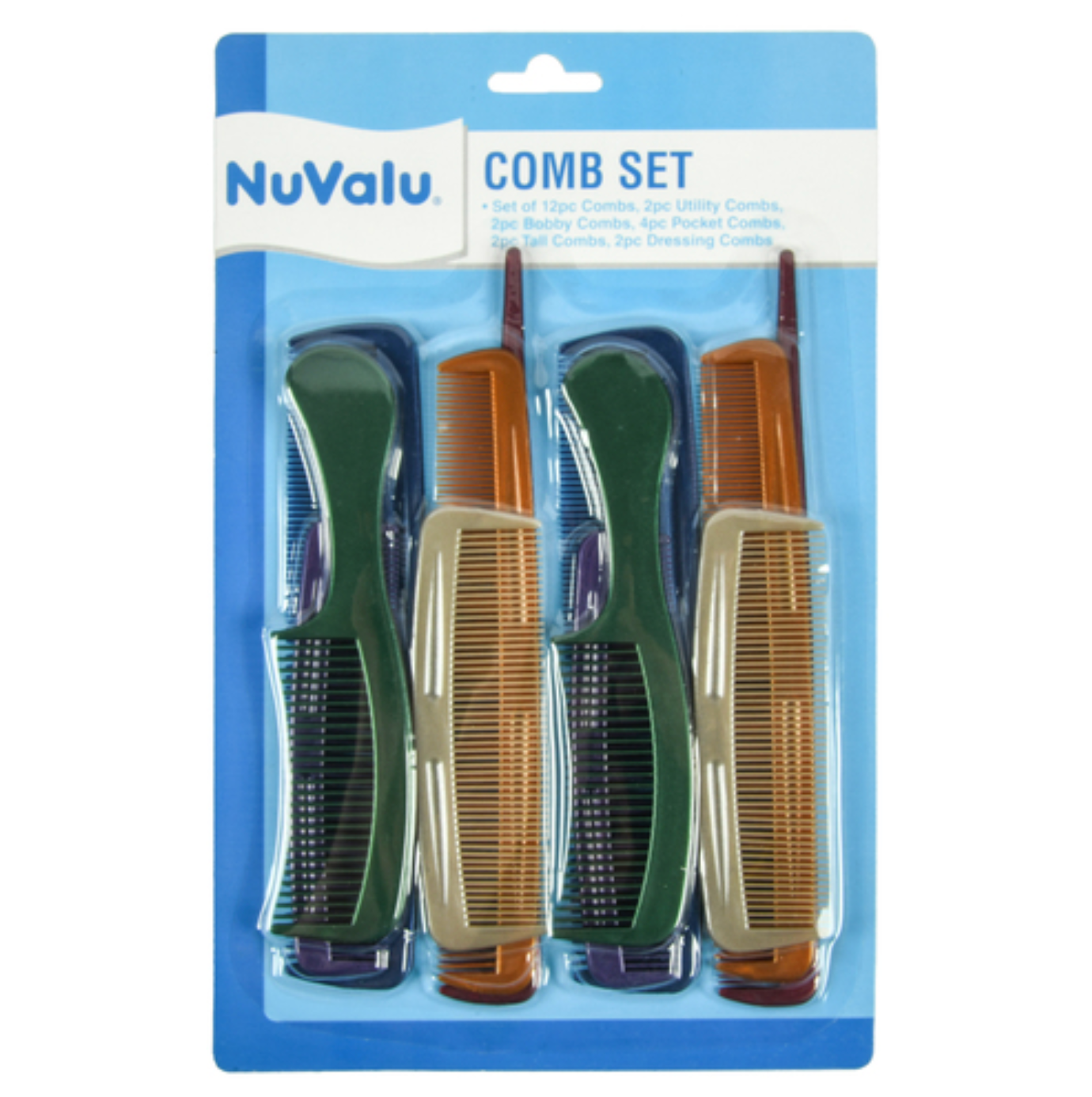 Nuvalu Comb 12Pcs Plastic Dark Color W/Blister (Pack Of 1)