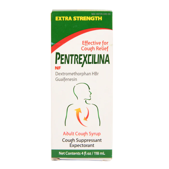 Pentrexcilina NF extra strength adult cough syrup 4oz box cough suppressant and expectorant