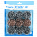 NuValu Copper & Steel Scourers, 9 Count (24 Pack)
