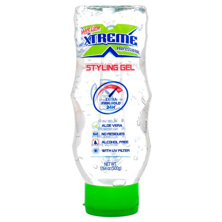 Wet Line Xtreme professional styling gel 17.64 oz squeeze bottle – alcohol free hair gel with aloe vera