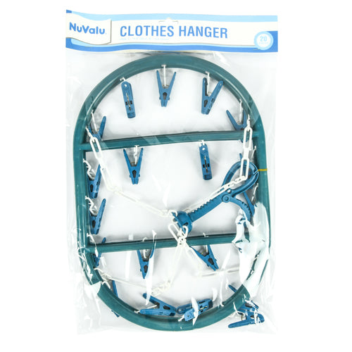 Nuvalu Plastic Oval Cloth Hanger W/20 Hooks (Pack Of 1)