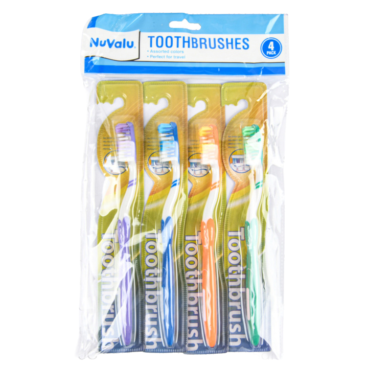 NuValu toothbrushes 4 pack assorted colors – manual toothbrushes for daily oral hygiene