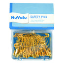 Nuvalu Safety Pins 1.77" 50Ct Gold Color W/Plastic Box & Head Card (24 Pack)