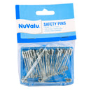 Nuvalu Safety Pins 1.77" 50Ct Silver Color W/Plastic Box & Head Card (24 Pack)