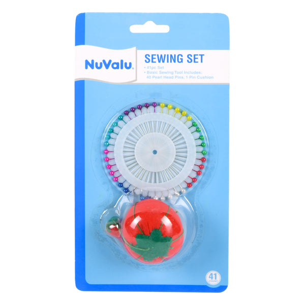 Nuvalu Pin Cushion W/ Pearl Head Pins 41 Ct (12 Pack)