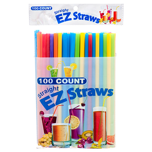 STRAW 100CT STRAIGHT ASST CLRS(1 Count)