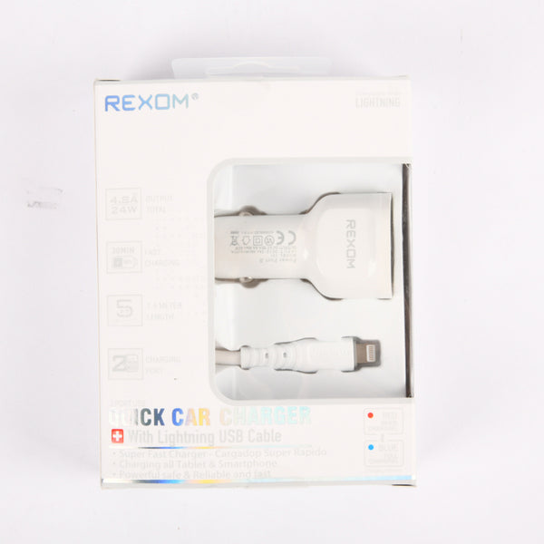 CAR CHARGER W/CABLE IPHONE WHITE(1 Count)