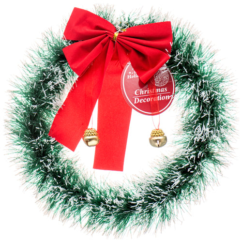 MINI WREATH GREEN 7.8" W/RED BOW & JINGLE BELL (48 PACK)