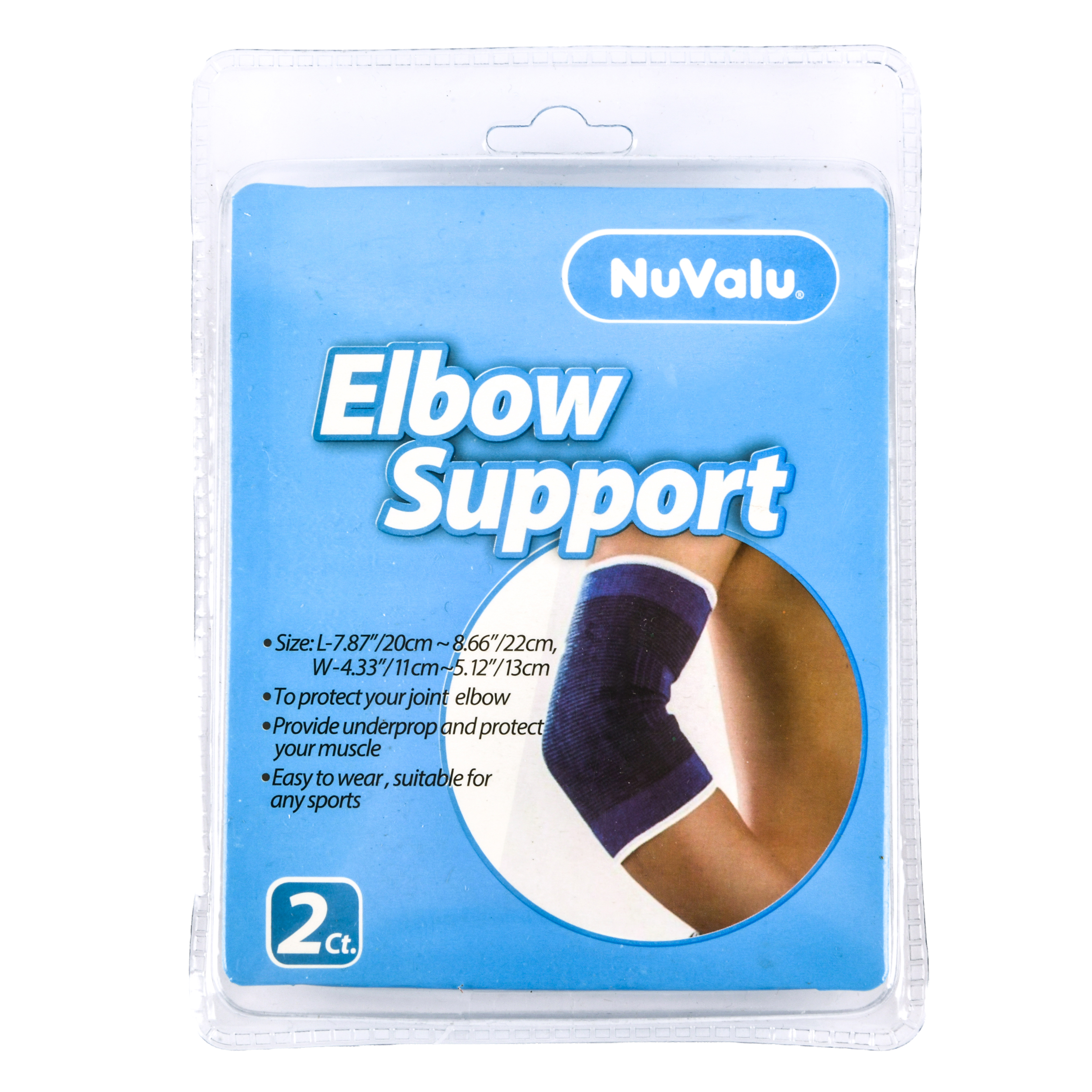 Nuvalu Elastic Support Elbow 2Pc W/ Blister (24 Pack)