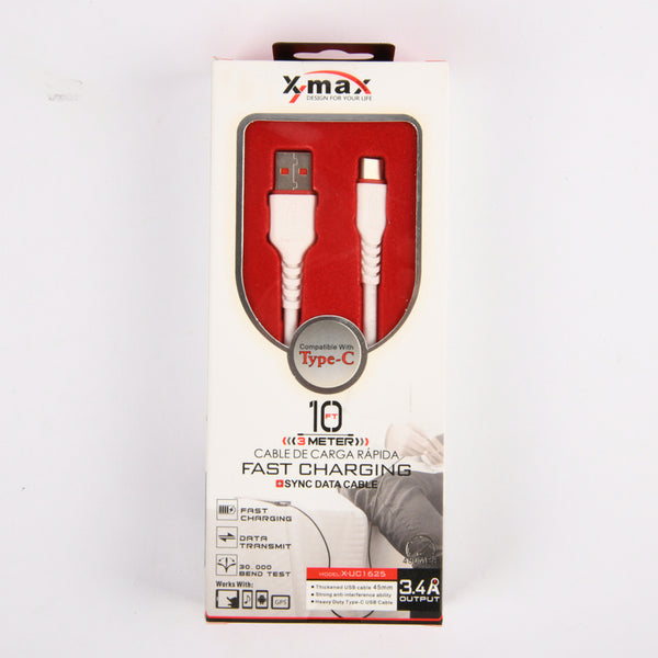 USB CABLE TYPE C 10FT WHITE(1 Count)