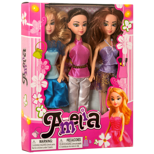 DOLL 12" 3PC SET "AMELIA" #166W(1 Count)