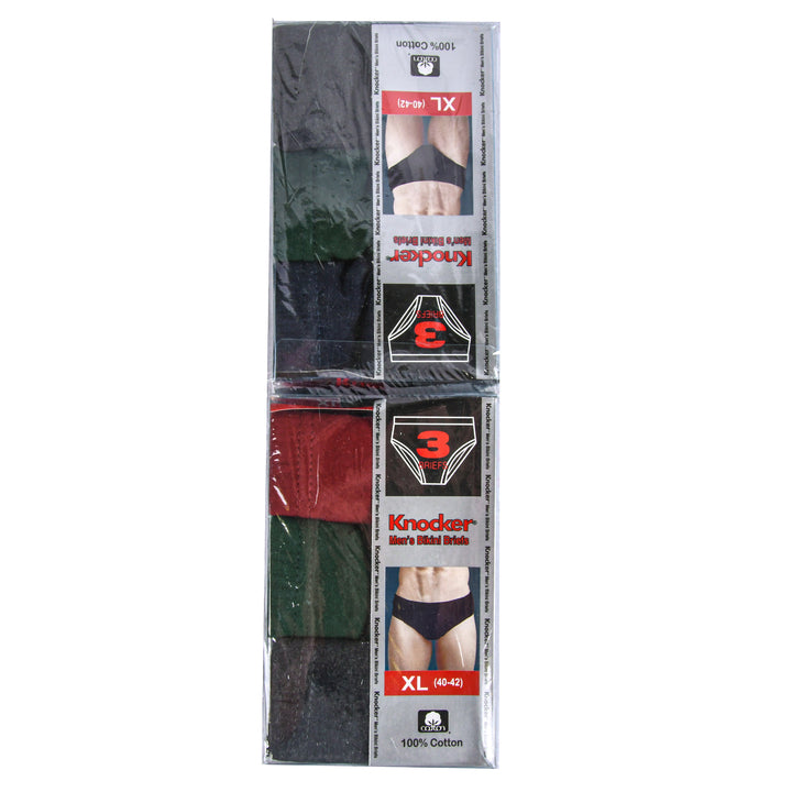 MENS BIKINI X-LG PLAIN 3PC ASST CLR #MB705-XL-C/P(4 Count)