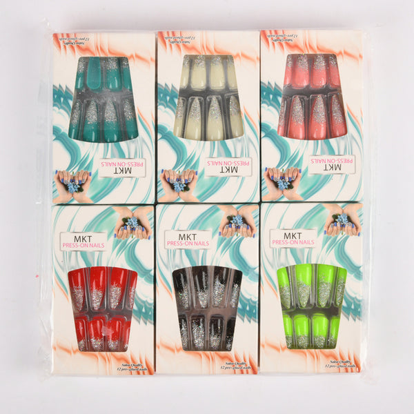 PRESS ON NAILS STILETTO ASSORTED CLRS #NA102(12 Count)