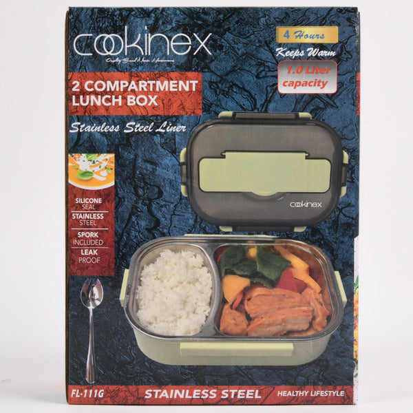 LUNCHBOX 1.0L 2-COMPARTMENTS SS  W/SPORK(1 Count)