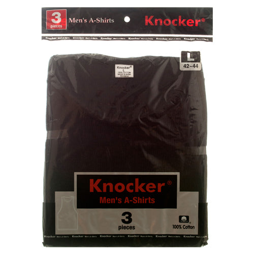 MENS A-SHIRT 3PC LG-BLK #CKA003_L_B/P(4 Count)