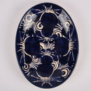 CERAMIC OVAL PLATE 9.5"  W/BLUE DESIGNS(1 Count)